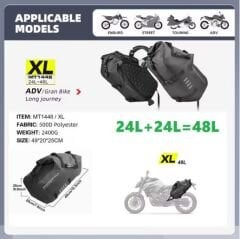 Rhinowalk Su Geçirmez Motosiklet Çantası (XL Beden) 24+24=48Litre Hacim