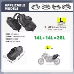 Rhinowalk Su Geçirmez Motosiklet Çantası (L Beden) 14+14=28Litre Hacim