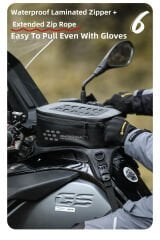 Rhinowalk MTR2506BK 5.6l Su Geçirmez Sert Kabuk Motosiklet Tank Çantası – Telefon Cepli, Manyetik Kapaklı, Omuz Askılı, Universal