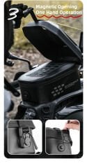 Rhinowalk MTR2506BK 5.6l Su Geçirmez Sert Kabuk Motosiklet Tank Çantası – Telefon Cepli, Manyetik Kapaklı, Omuz Askılı, Universal