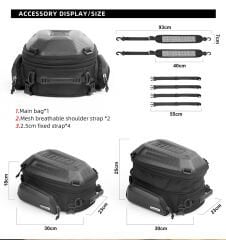 Rhinowalk MTR4001KC Sert Kabuklu Expandable Sele / Kuyruk Çantası 12–18L, Suya Dayanıklı, Karbon Siyah