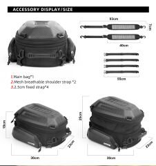 Rhinowalk MTR4001KC Sert Kabuklu Expandable Sele / Kuyruk Çantası 12–18L, Suya Dayanıklı, Karbon Siyah