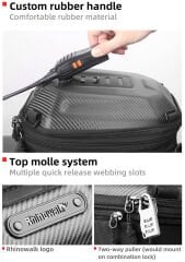 Rhinowalk MTR4001KC Sert Kabuklu Expandable Sele / Kuyruk Çantası 12–18L, Suya Dayanıklı, Karbon Siyah