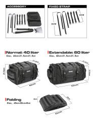 Rhinowalk 40-60L,Genişletilebilir Su Geçirmez Motosiklet Kuyruk Çantası