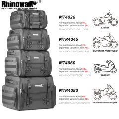 Rhinowalk MTR4045BK 33-45L, Genişletilebilir Su Geçirmez Motosiklet Kuyruk Çantası
