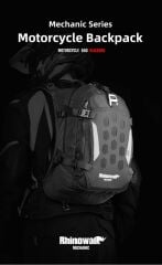 Rhinowalk Mechanic x MJX2005BK 23L Su Geçirmez Molle Motorcu Sırt Çantası – Kask Tutucu, Yağmur Kılıfı