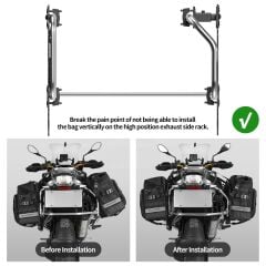 Rhinowalk MTR008 Motosiklet Yan Çanta Demiri Genişletme Aparatı / Side Rack Extension Plate – Universal Uyum, Dayanıklı Alüminyum Yapı, Adventure & Touring Kullanımı