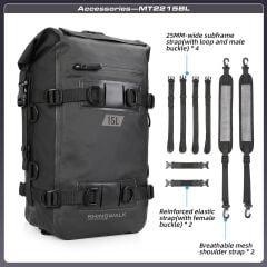 Rhinowalk MT2215BK 15L Modüler Su Geçirmez Motor Çantası / Motopack – PVC Kaplamalı Polyester, Evrensel Uyumluluk