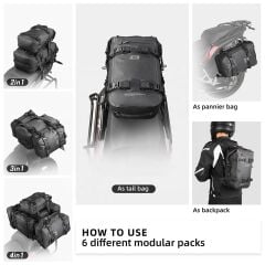 Rhinowalk MT2215BK 15L Modüler Su Geçirmez Motor Çantası / Motopack – PVC Kaplamalı Polyester, Evrensel Uyumluluk